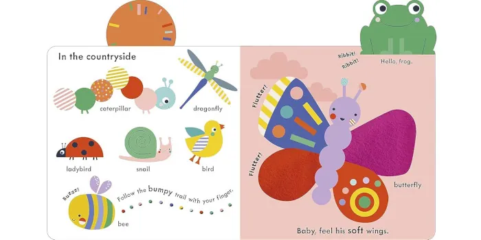 Interior del libro "Animals" de la selección Baby touch para bebés