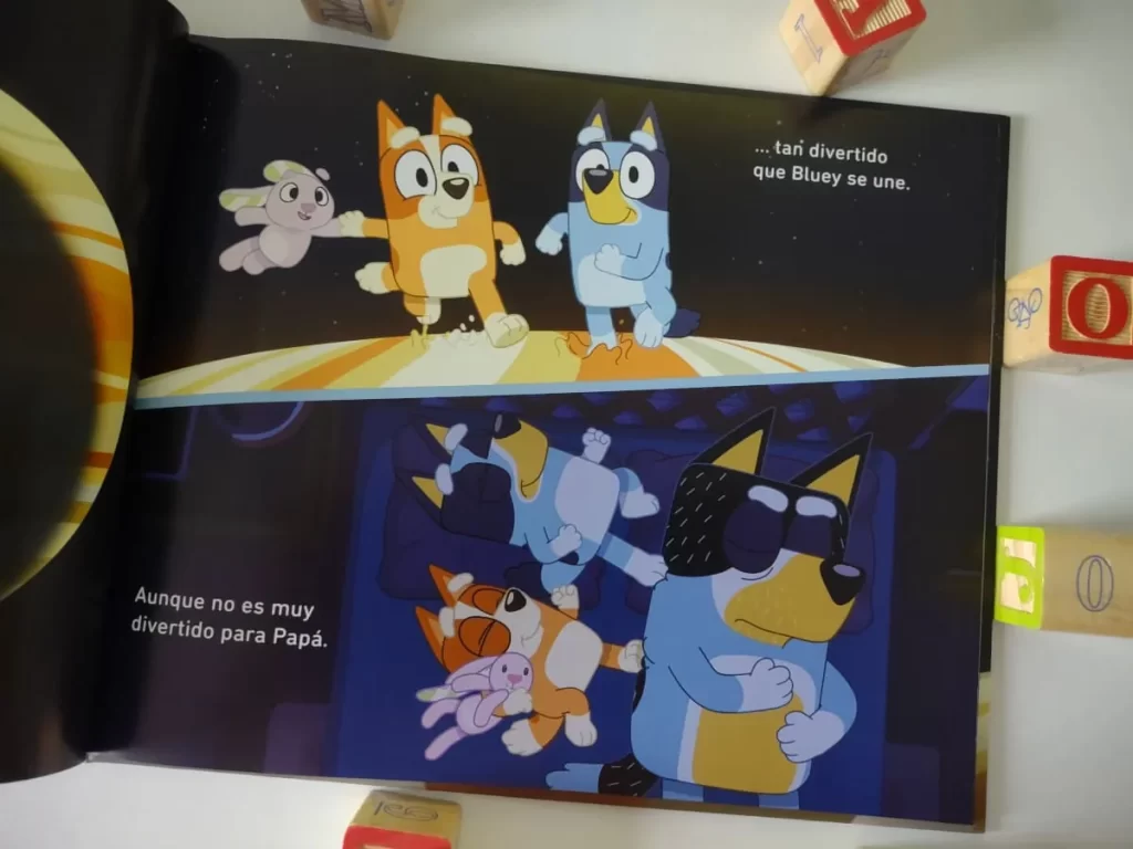 Interior del cuento "Bluey a dormir" Ideal para contar antes de dormir