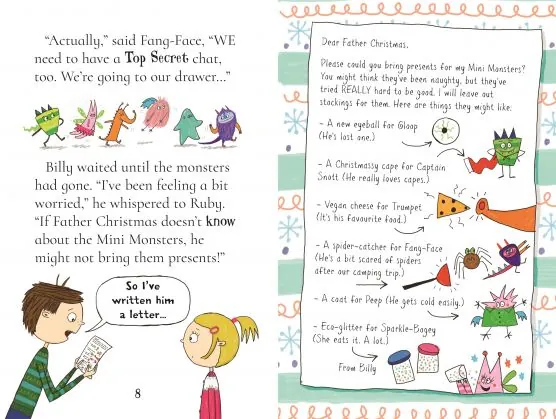 Imagen del interior del libro: Billy mini monster. Monster at Christmas. Ideal para aprender inglés mientras se divierten los niños a partir de 6 años 