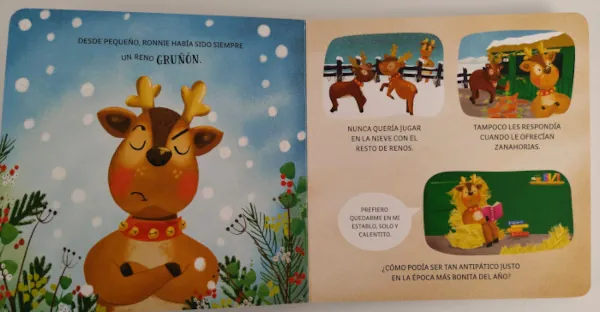 Interior del libro infantil "el reno gruñón"
