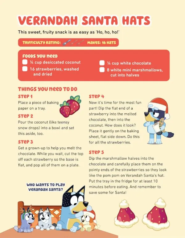 recetas en inglés con dulces navideños de Bluey para niños a partir de 6 años
