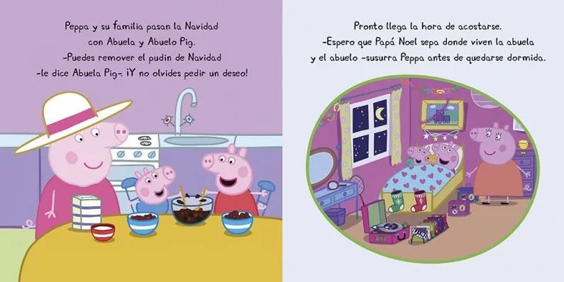 primeras páginas del cuento de Peppa Pig sobre la navidad