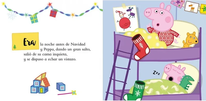 Primeras páginas del cuento navideño de Peppa Pig "Un cuento la noche antes de Navidad"