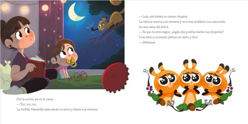  Muestra de las primeras páginas del libro de "¡Adiós chupete!"