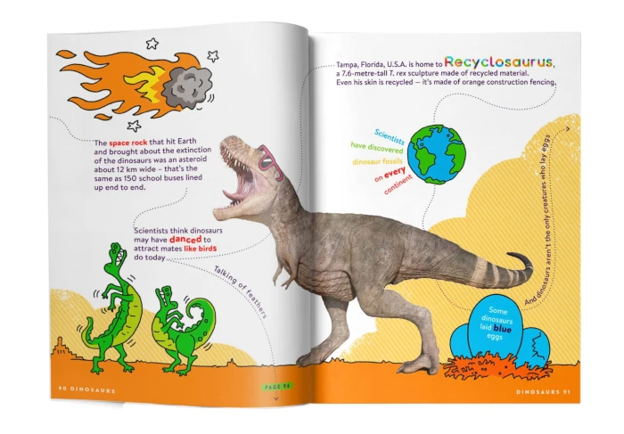 Interior del libro de Factopia donde se muestra un ejemplo de datos curiosos.