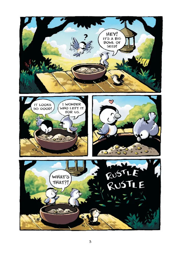 páginas del interior del cómic infantil en inglés de Owly